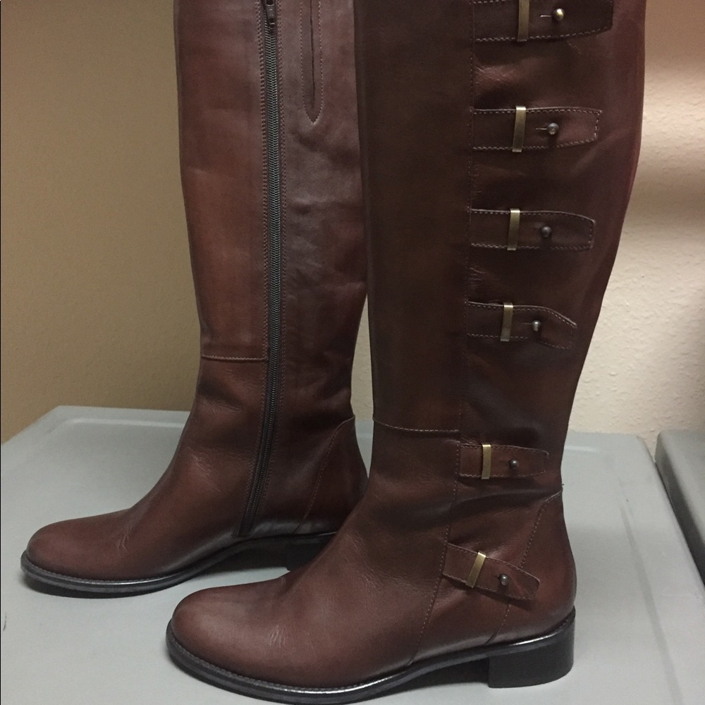 Italian Leather Riding Boots, Size 7.5